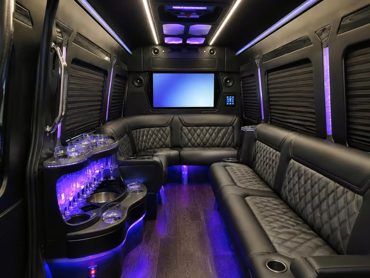 gadsden prom party buses with led lighting bluetooth sound and leather seating