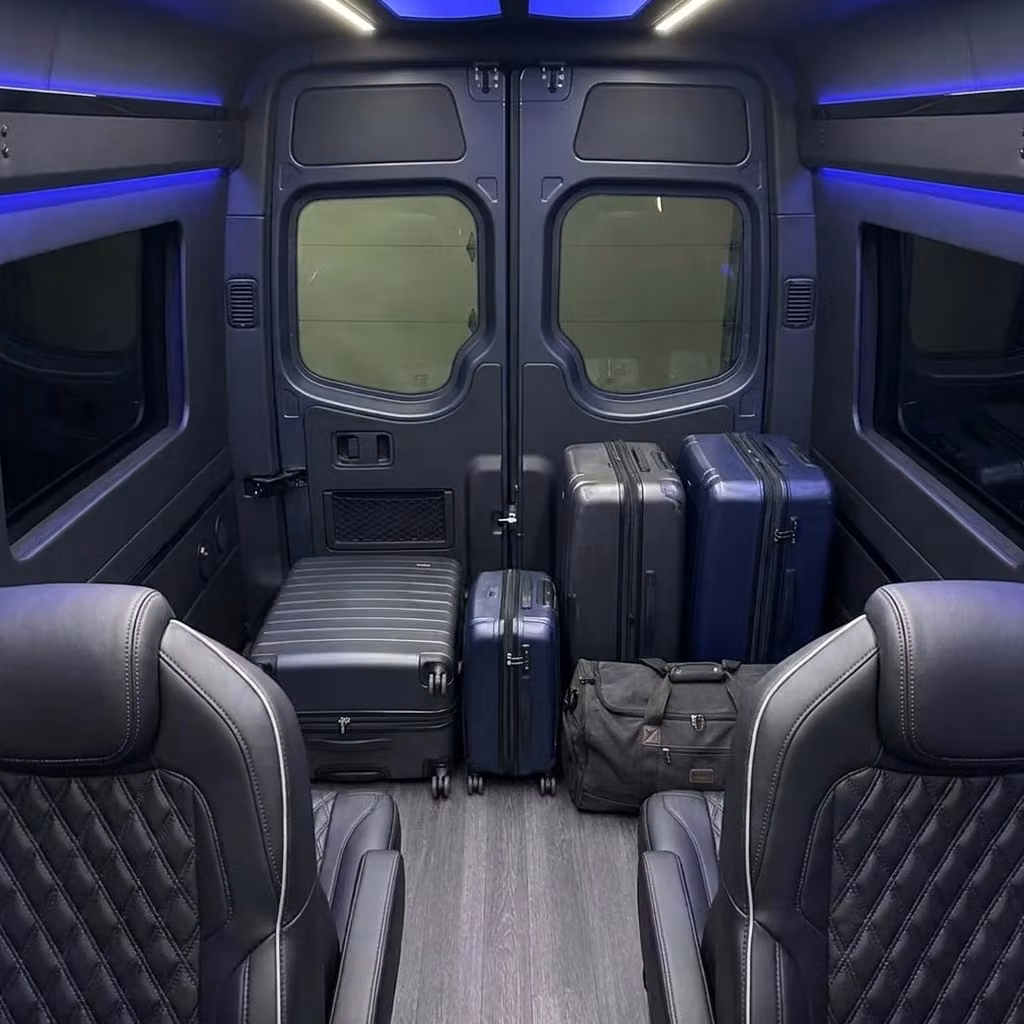 gadsden sprinter van rental with driver luggage area